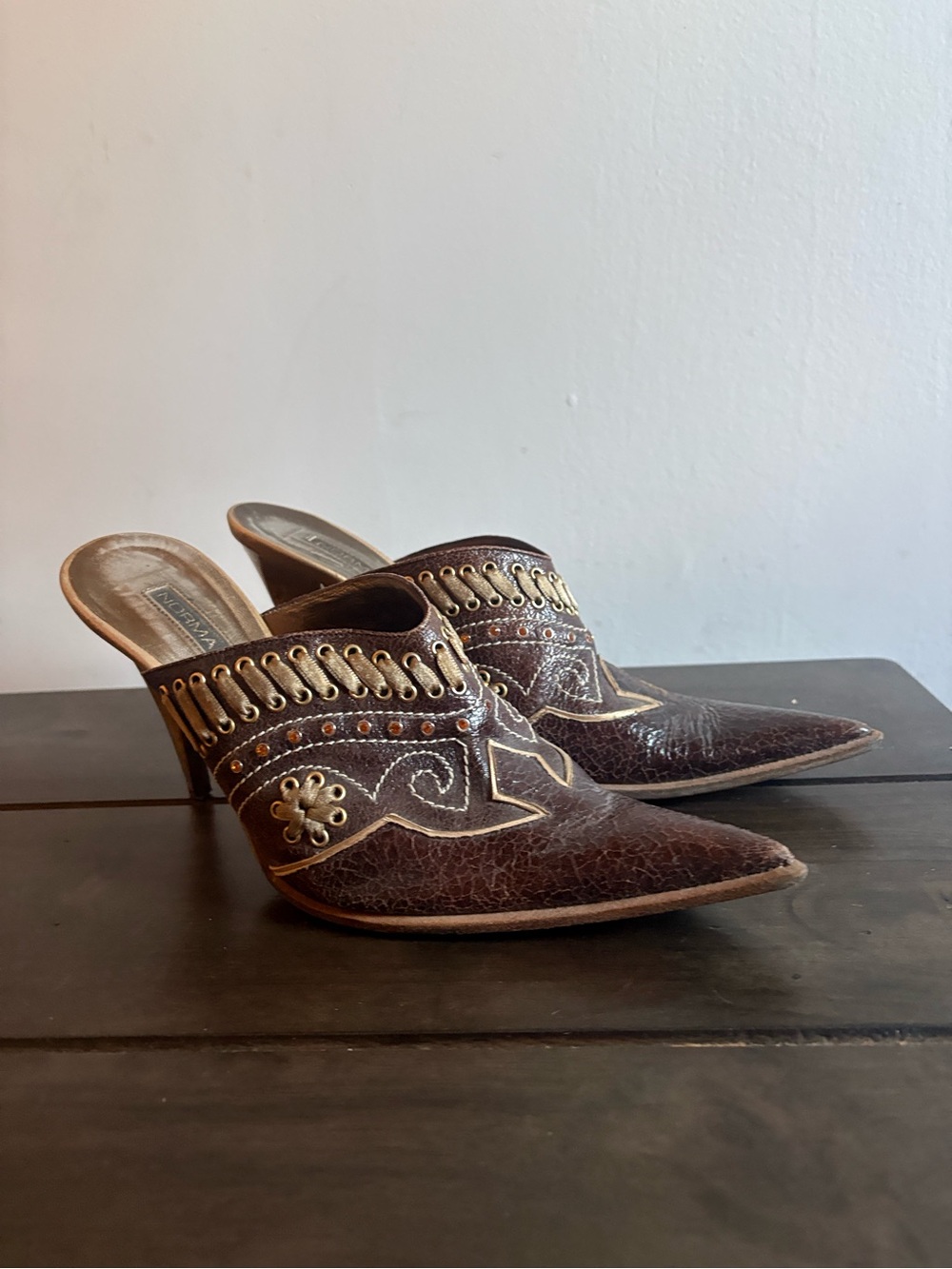 Western Embellished Pointed-Toe Mules